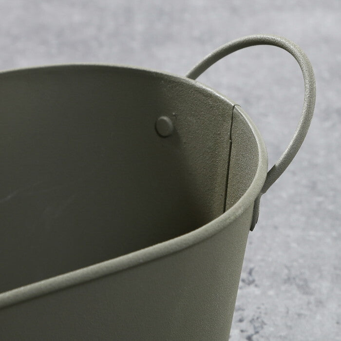 オーバルバケツ スチール S KH カーキ 完成品 W250×D110×H105mm 0.16kg fj-61439の画像