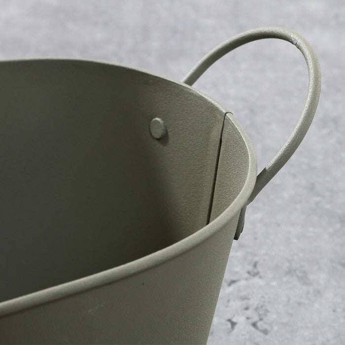 オーバルバケツ スチール M KH カーキ 完成品 W310×D125×H125mm 0.23kg fj-61441の画像