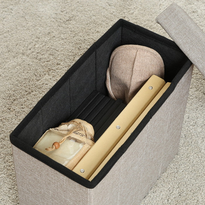 テーブルにもなる 収納 スツール スリム ライトグレー 幅400×奥行215×高さ350 fj-61491の画像