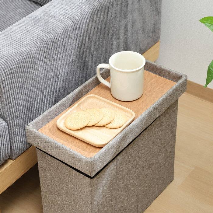 テーブルにもなる 収納 スツール スリム ライトグレー 幅400×奥行215×高さ350 fj-61491の画像