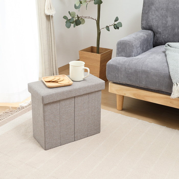 テーブルにもなる 収納 スツール スリム ライトグレー 幅400×奥行215×高さ350 fj-61491の画像