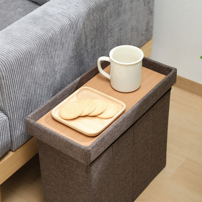 テーブルにもなる 収納 スツール スリム チャコール 幅400×奥行215×高さ350 fj-61492の画像