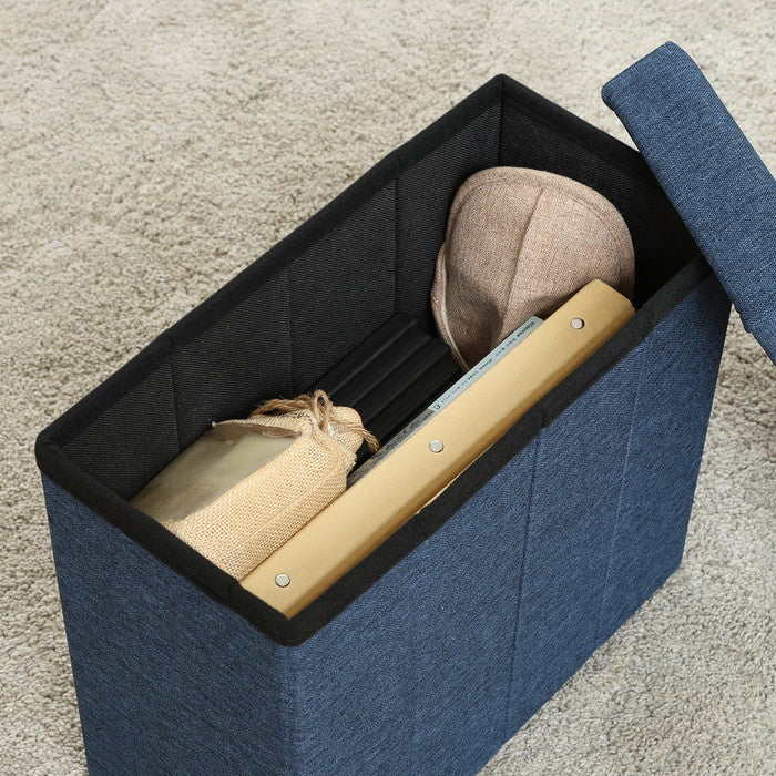 テーブルにもなる 収納 スツール スリム ネイビー 幅400×奥行215×高さ350 fj-61493の画像