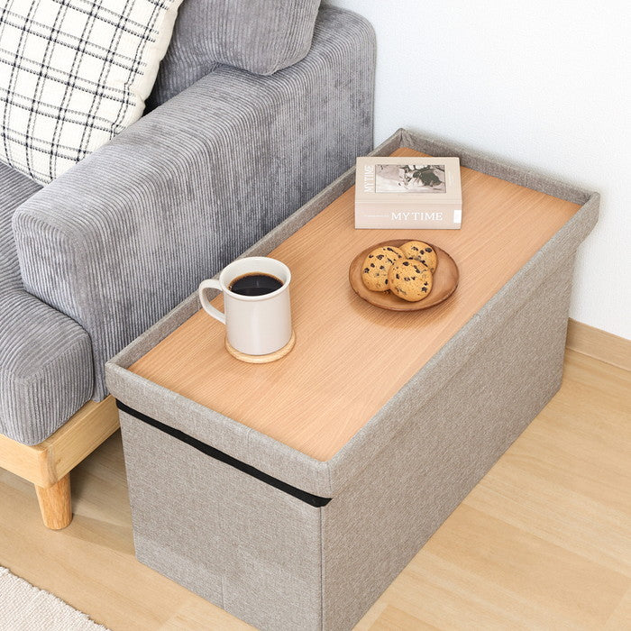 テーブルにもなる 収納 ベンチ ライトグレー 幅700×奥行350×高さ350 fj-61494の画像