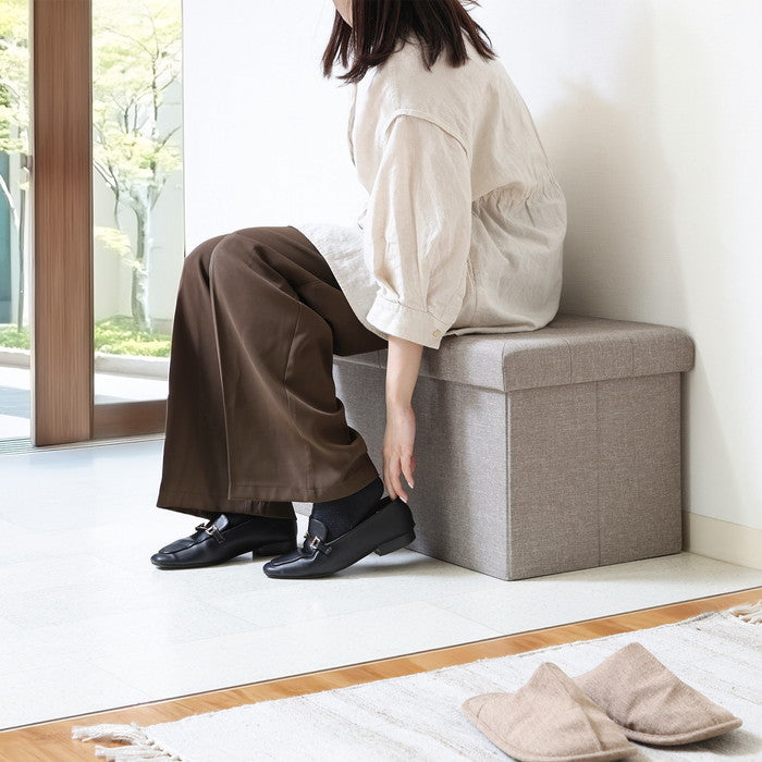 テーブルにもなる 収納 ベンチ ライトグレー 幅700×奥行350×高さ350 fj-61494の画像