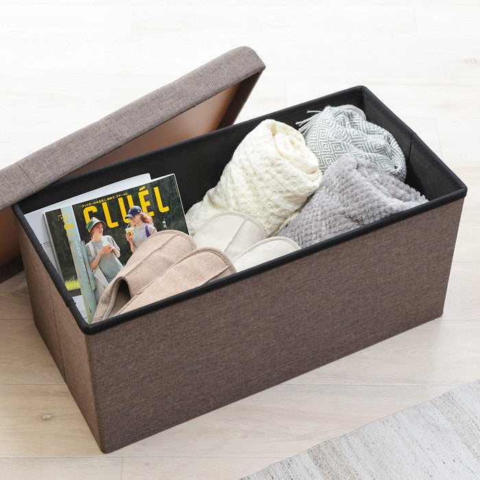 テーブルにもなる 収納 ベンチ チャコール 幅700×奥行350×高さ350 fj-61495の画像