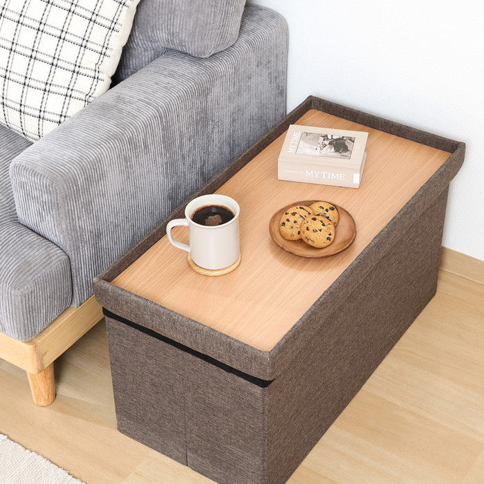 テーブルにもなる 収納 ベンチ チャコール 幅700×奥行350×高さ350 fj-61495の画像