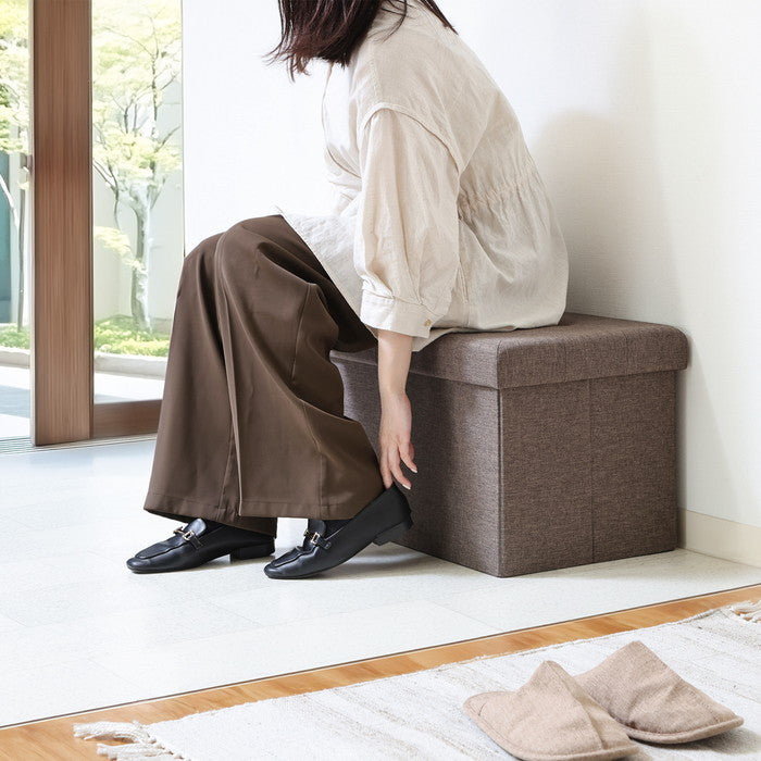 テーブルにもなる 収納 ベンチ チャコール 幅700×奥行350×高さ350 fj-61495の画像