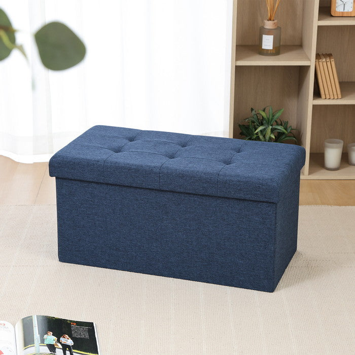 テーブルにもなる 収納 ベンチ ネイビー 幅700×奥行350×高さ350 fj-61496の画像