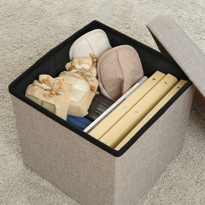 テーブルにもなる 収納 スツール ライトグレー 幅350×奥行350×高さ350 fj-61497の画像