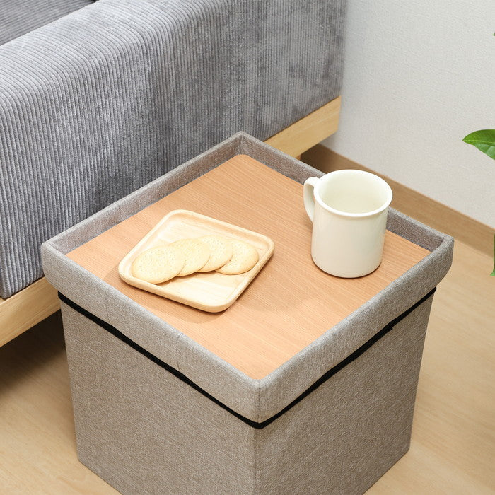 テーブルにもなる 収納 スツール ライトグレー 幅350×奥行350×高さ350 fj-61497の画像