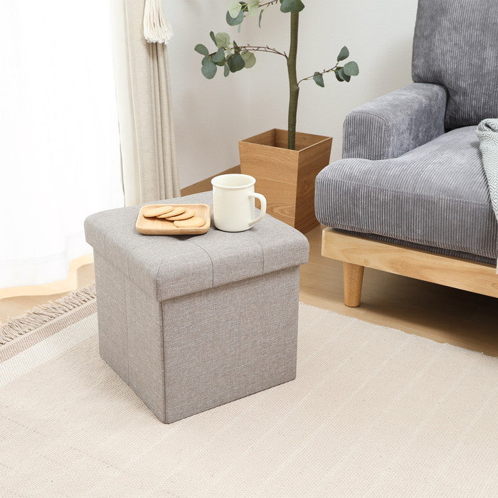 テーブルにもなる 収納 スツール ライトグレー 幅350×奥行350×高さ350 fj-61497の画像