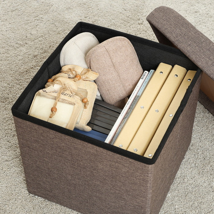 テーブルにもなる 収納 スツール チャコール 幅350×奥行350×高さ350 fj-61498の画像