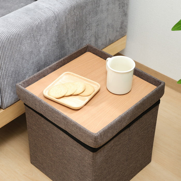 テーブルにもなる 収納 スツール チャコール 幅350×奥行350×高さ350 fj-61498の画像