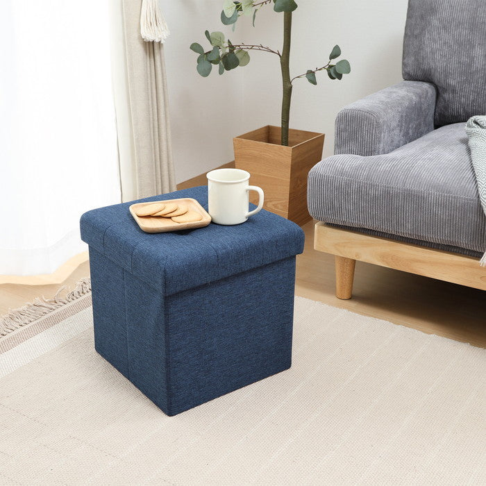 テーブルにもなる 収納 スツール ネイビー 幅350×奥行350×高さ350 fj-61499の画像