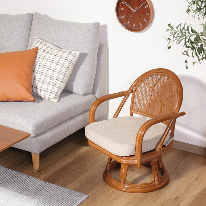 ラタン 回転チェア ミドル LBR?KD 1PC梱包 FBC-002 幅510×奥行540×高さ680mm fj-61872の画像