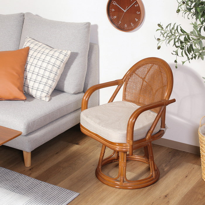 ラタン 回転チェア ハイ LBR?KD 1PC梱包 FBC-003 幅510×奥行540×高さ750mm fj-61873の画像