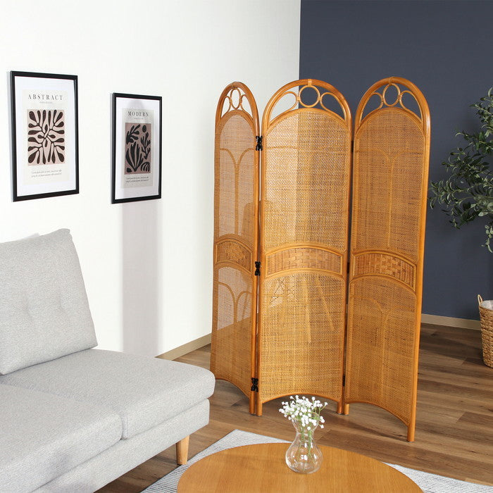 ラタン スクリーン 3連 HY FBC-010 幅1030×奥行270×高さ1500mm fj-61880の画像