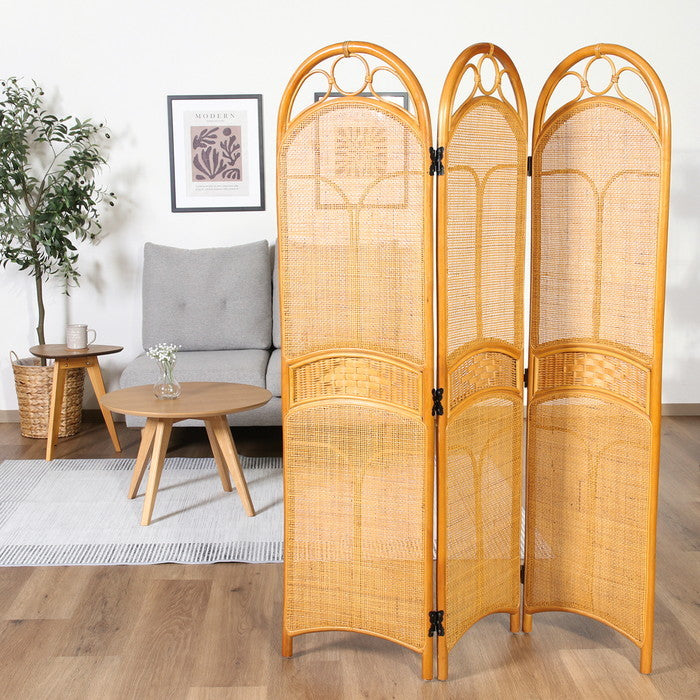 ラタン スクリーン 3連 HY FBC-010 幅1030×奥行270×高さ1500mm fj-61880の画像