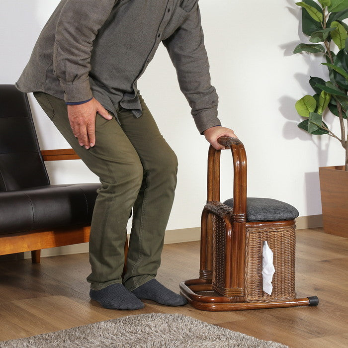 ラタン つかまり収納ステッキ BR FBC-012 幅310×奥行390×高さ550mm fj-61882の画像