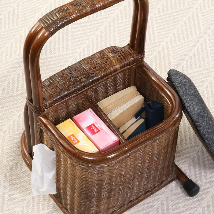 ラタン つかまり収納ステッキ BR FBC-012 幅310×奥行390×高さ550mm fj-61882の画像