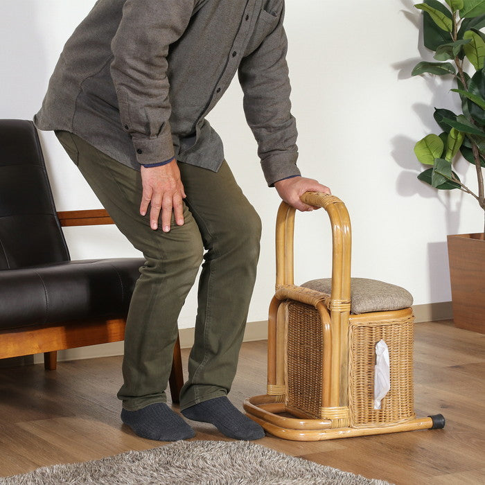 ラタン つかまり収納ステッキ HY FBC-013 幅310×奥行390×高さ550mm fj-61883の画像