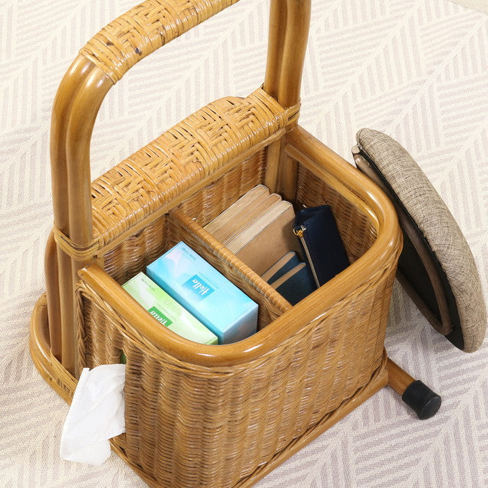 ラタン つかまり収納ステッキ HY FBC-013 幅310×奥行390×高さ550mm fj-61883の画像