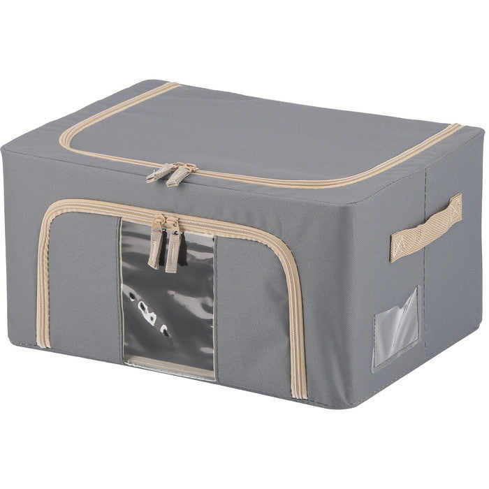 窓付 積み重ね 収納 スタッキング ボックス 22L GY グレー 幅390×奥行290×高さ200 fj-63511の画像