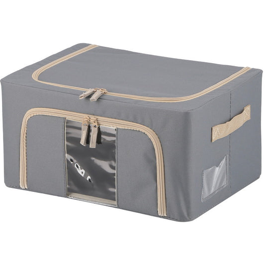 窓付 積み重ね 収納 スタッキング ボックス 22L GY グレー 幅390×奥行290×高さ200 fj-63511の画像