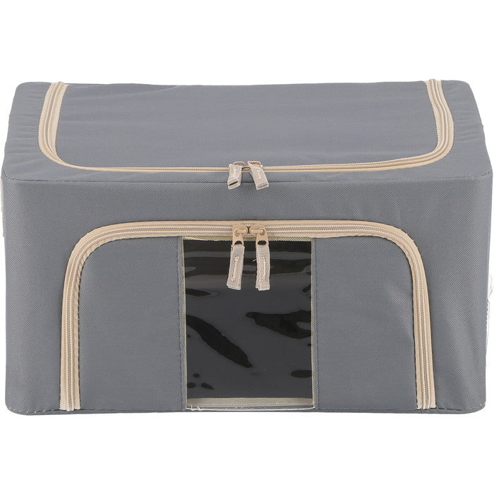 窓付 積み重ね 収納 スタッキング ボックス 22L GY グレー 幅390×奥行290×高さ200 fj-63511の画像