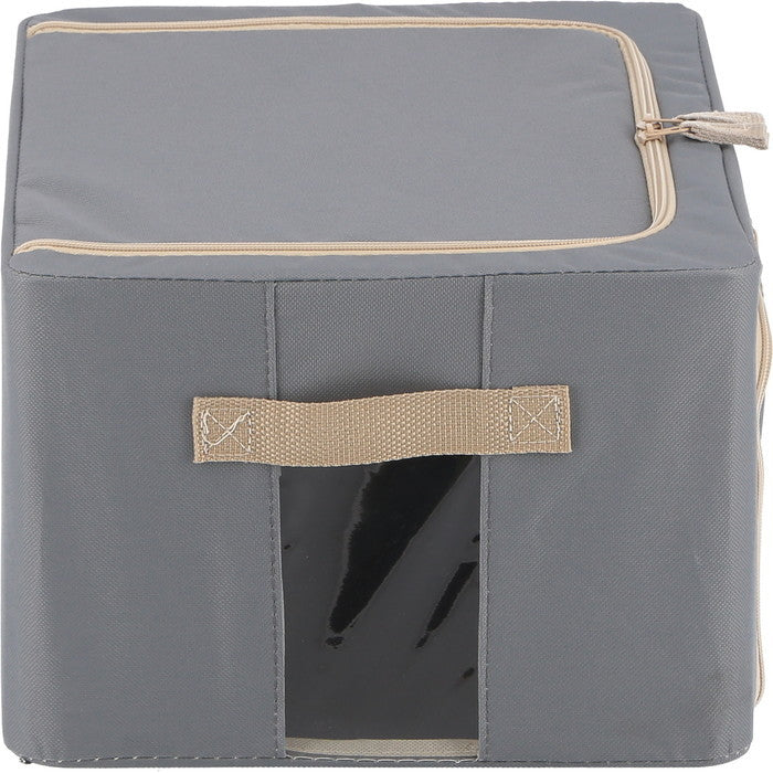 窓付 積み重ね 収納 スタッキング ボックス 22L GY グレー 幅390×奥行290×高さ200 fj-63511の画像