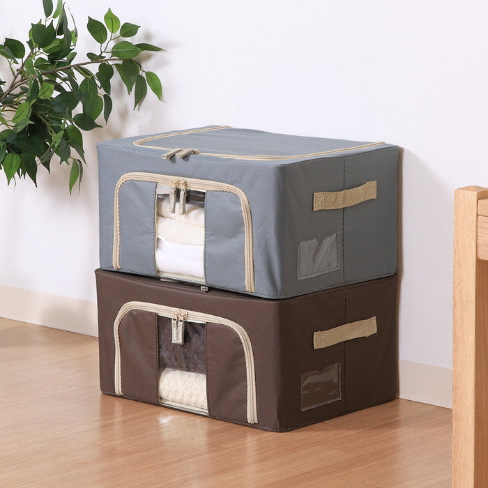 窓付 積み重ね 収納 スタッキング ボックス 22L GY グレー 幅390×奥行290×高さ200 fj-63511の画像