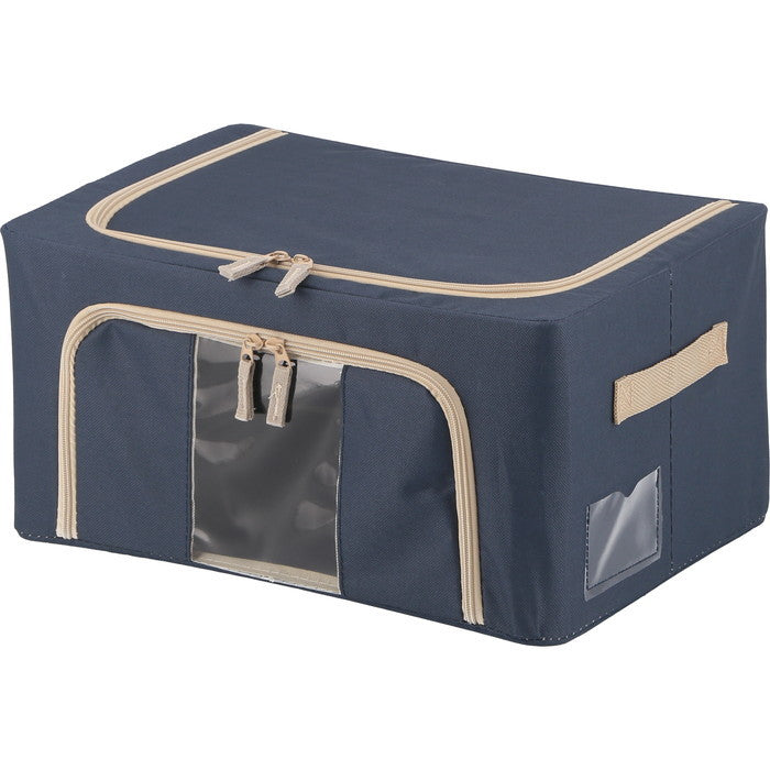 窓付 積み重ね 収納 スタッキング ボックス 22L BL ブルー 幅390×奥行290×高さ200 fj-63513の画像