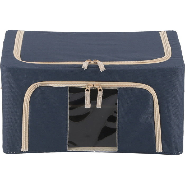 窓付 積み重ね 収納 スタッキング ボックス 22L BL ブルー 幅390×奥行290×高さ200 fj-63513の画像