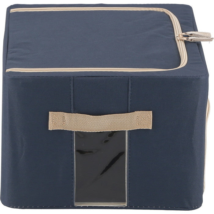 窓付 積み重ね 収納 スタッキング ボックス 22L BL ブルー 幅390×奥行290×高さ200 fj-63513の画像