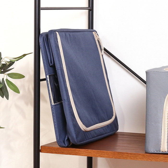 窓付 積み重ね 収納 スタッキング ボックス 22L BL ブルー 幅390×奥行290×高さ200 fj-63513の画像