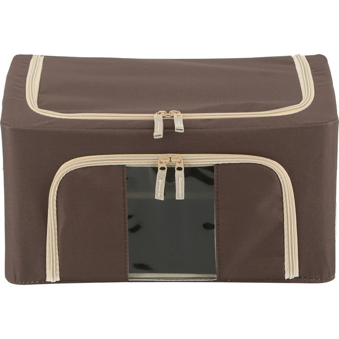 窓付 積み重ね 収納 スタッキング ボックス 22L BR ブラウン 幅390×奥行290×高さ200 fj-63514の画像