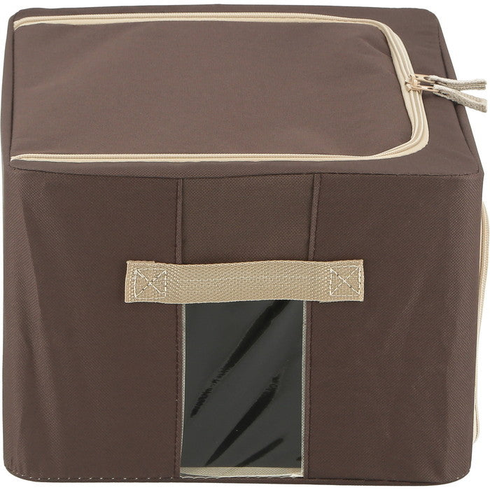 窓付 積み重ね 収納 スタッキング ボックス 22L BR ブラウン 幅390×奥行290×高さ200 fj-63514の画像