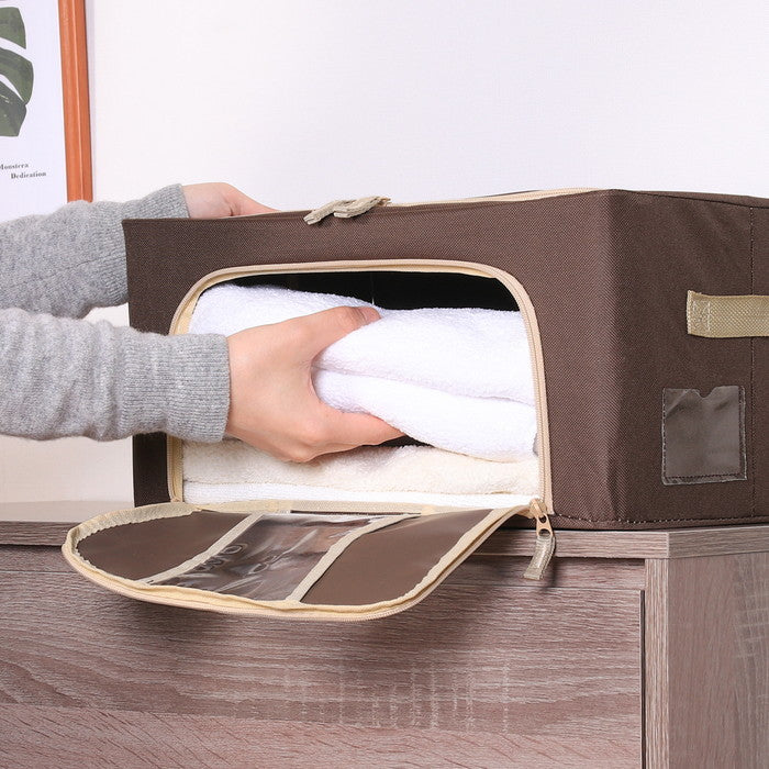 窓付 積み重ね 収納 スタッキング ボックス 22L BR ブラウン 幅390×奥行290×高さ200 fj-63514の画像