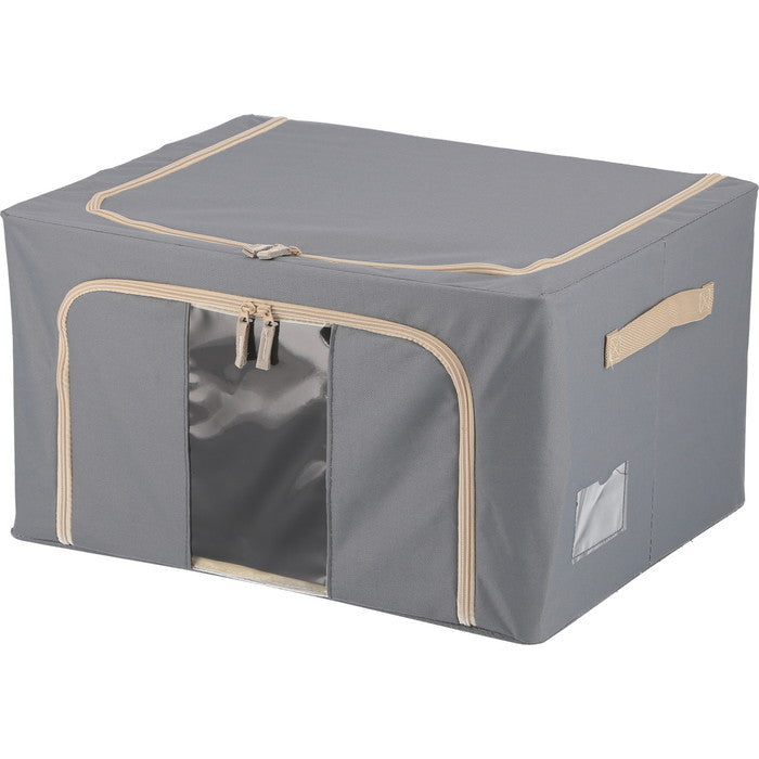 窓付 積み重ね 収納 スタッキング ボックス 55L GY グレー 幅500×奥行400×高さ280 fj-63515の画像