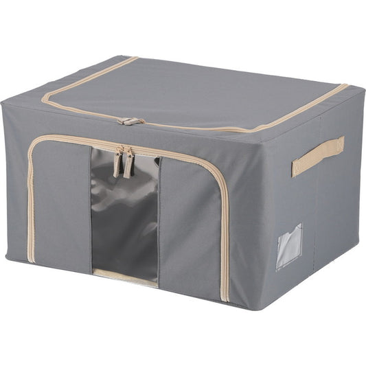 窓付 積み重ね 収納 スタッキング ボックス 55L GY グレー 幅500×奥行400×高さ280 fj-63515の画像