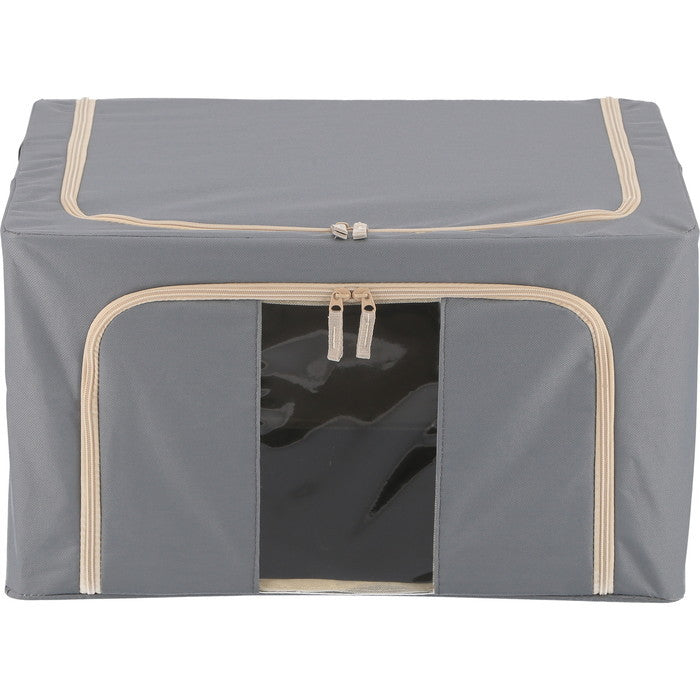 窓付 積み重ね 収納 スタッキング ボックス 55L GY グレー 幅500×奥行400×高さ280 fj-63515の画像