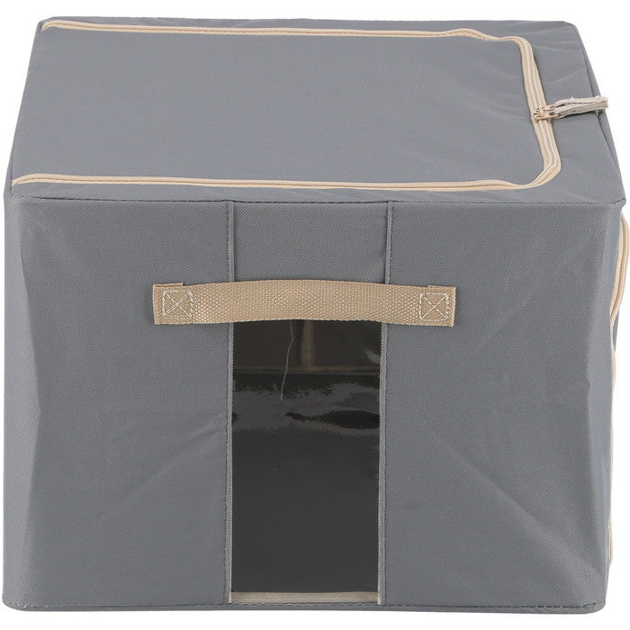 窓付 積み重ね 収納 スタッキング ボックス 55L GY グレー 幅500×奥行400×高さ280 fj-63515の画像