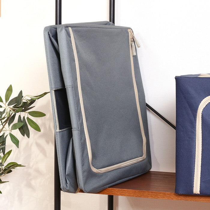 窓付 積み重ね 収納 スタッキング ボックス 55L GY グレー 幅500×奥行400×高さ280 fj-63515の画像