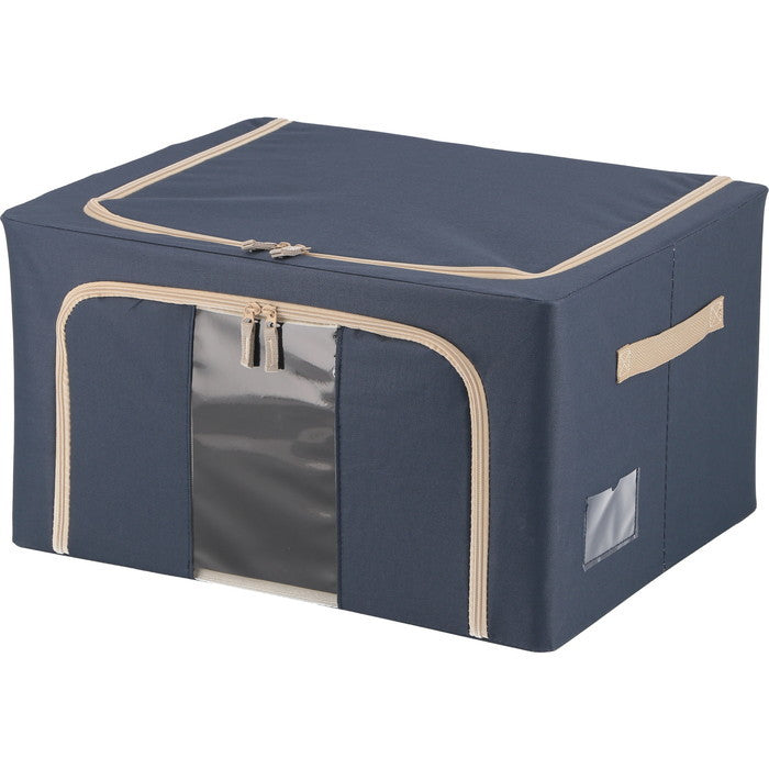 窓付 積み重ね 収納 スタッキング ボックス 55L BL ブルー 幅500×奥行400×高さ280 fj-63517の画像