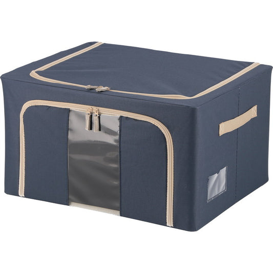 窓付 積み重ね 収納 スタッキング ボックス 55L BL ブルー 幅500×奥行400×高さ280 fj-63517の画像