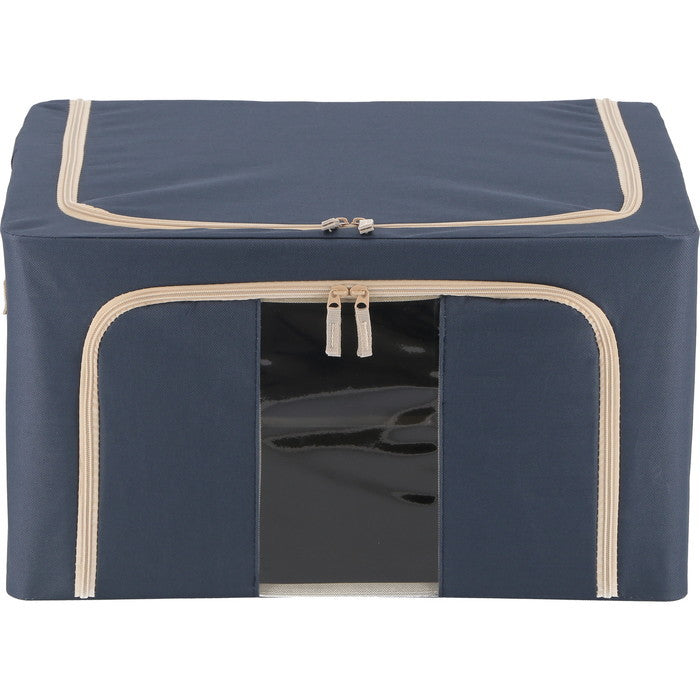 窓付 積み重ね 収納 スタッキング ボックス 55L BL ブルー 幅500×奥行400×高さ280 fj-63517の画像