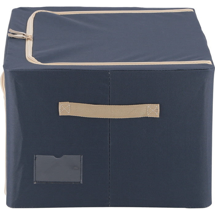 窓付 積み重ね 収納 スタッキング ボックス 55L BL ブルー 幅500×奥行400×高さ280 fj-63517の画像