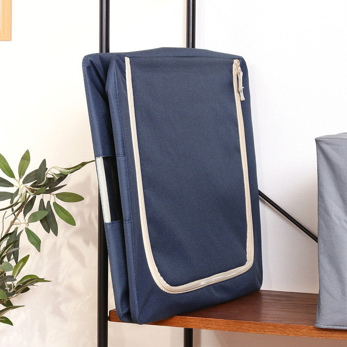 窓付 積み重ね 収納 スタッキング ボックス 55L BL ブルー 幅500×奥行400×高さ280 fj-63517の画像