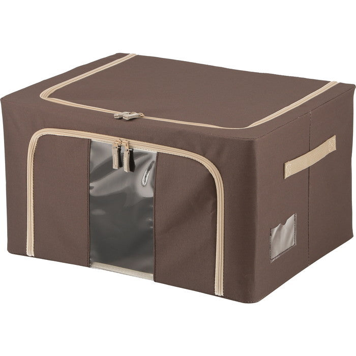 窓付 積み重ね 収納 スタッキング ボックス 55L BR ブラウン 幅500×奥行400×高さ280 fj-63518の画像